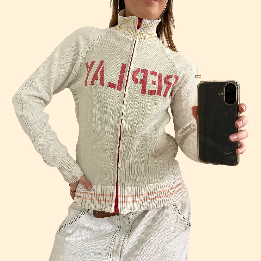 ZIP-UP RIBBED KNIT JUMPER
