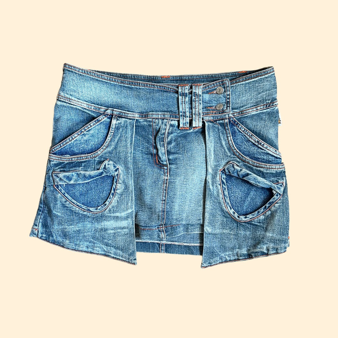 ASYMMETRIC Y2K DENIM SKIRT